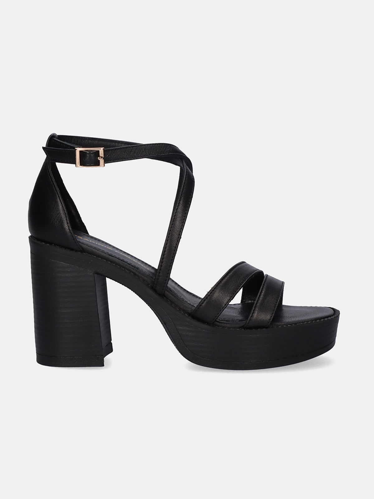 SANDAL HEEL TSAKIRIS MALLAS 614 CECILIA LEATHER BLACK – Exé Shoes