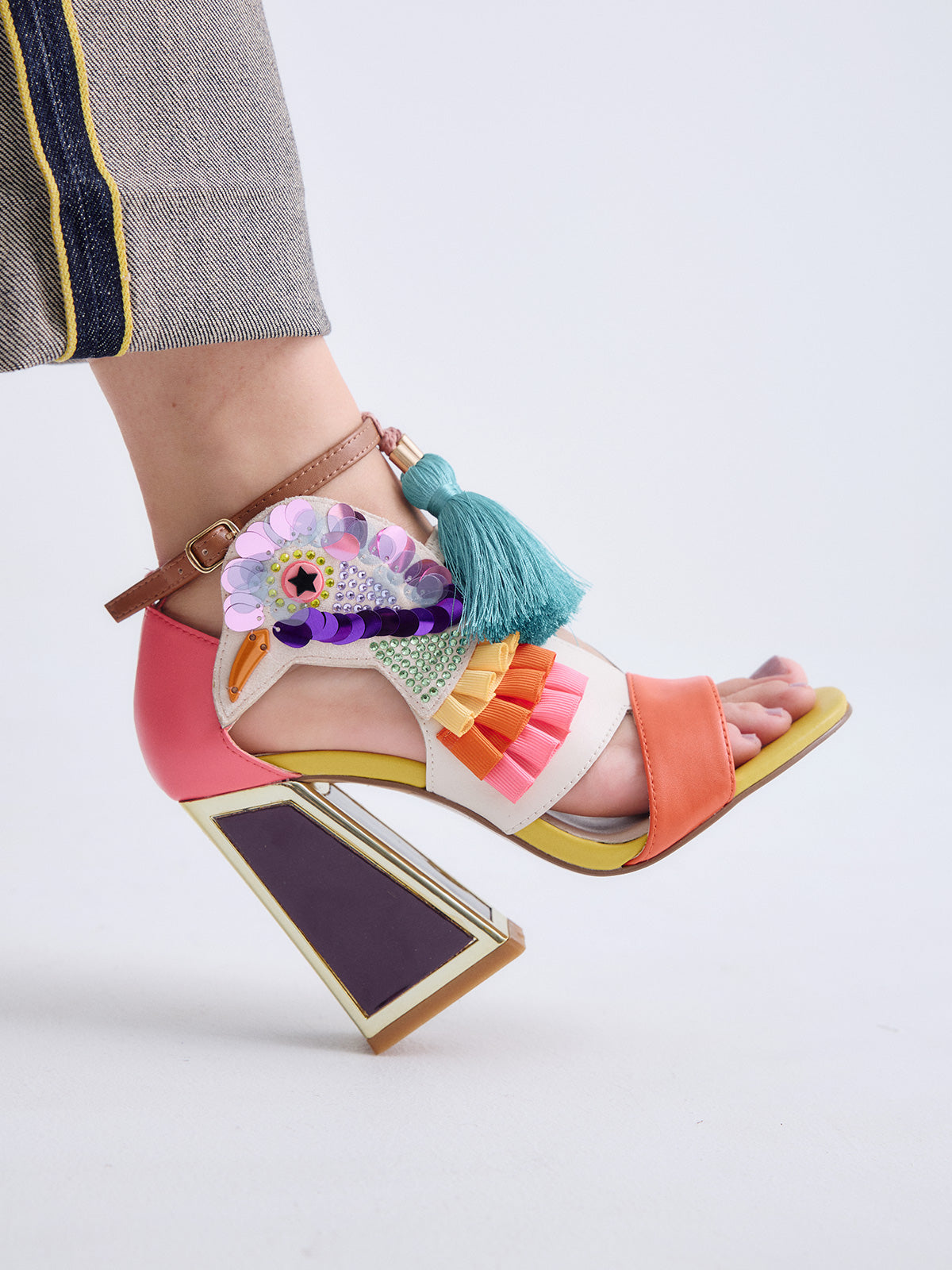 EXE SANDAL HEEL DOMINIC-596 PINK AND ORANGE – Exé Shoes