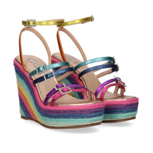 Sandalias de cuña multicolor