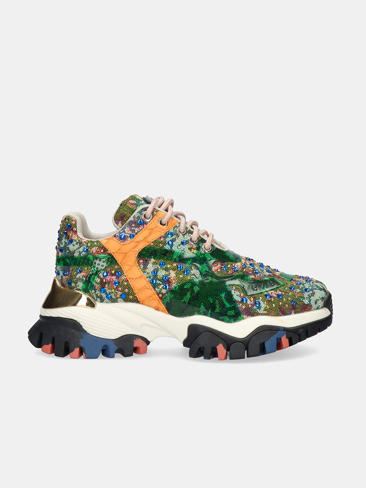 3925-3 LEATHER GREEN ORANGE