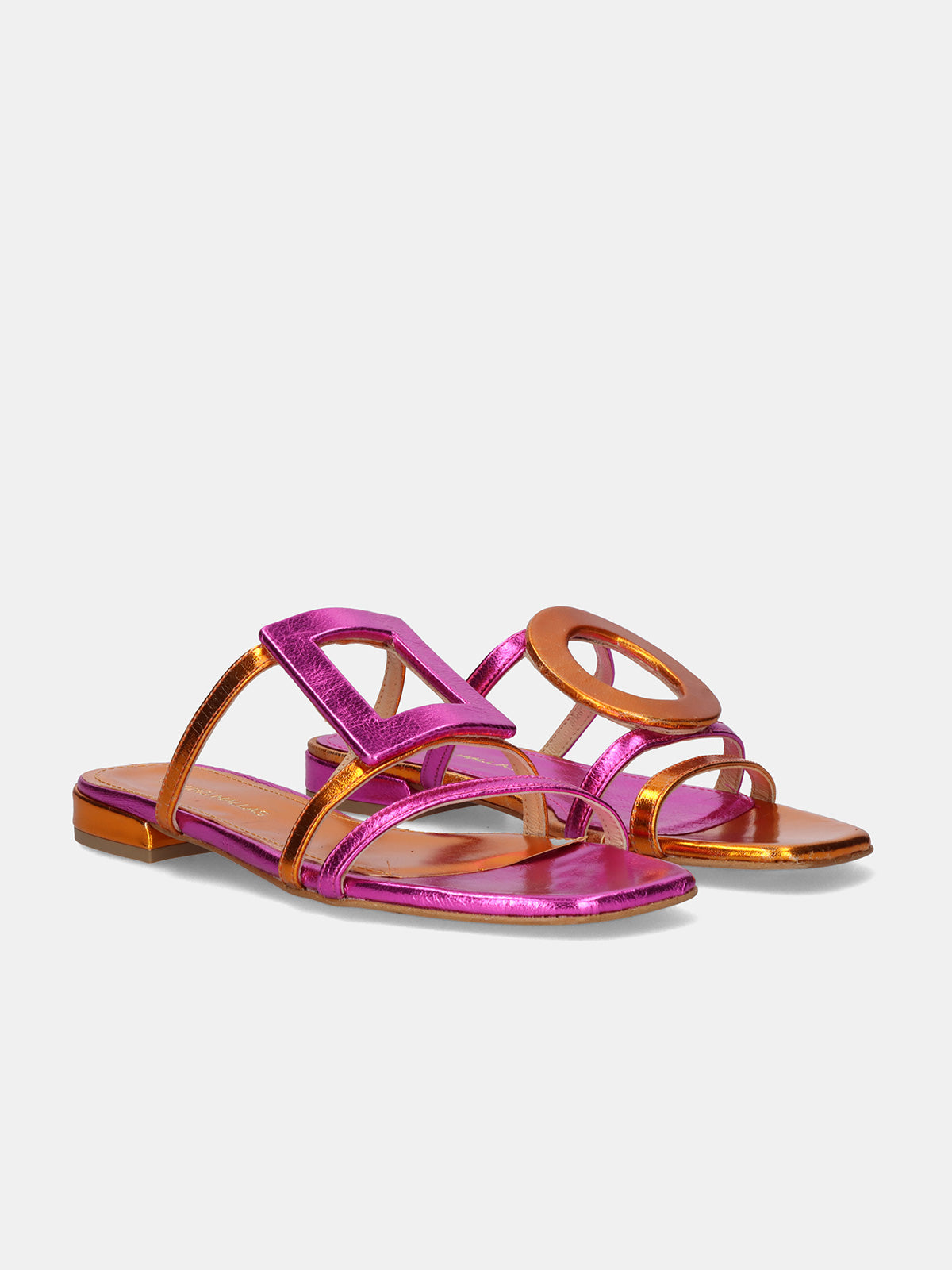 TSAKIRIS MALLAS FLAT SANDAL 580 FEDRA LEATHER FUXIA ORANGE – Exé Shoes
