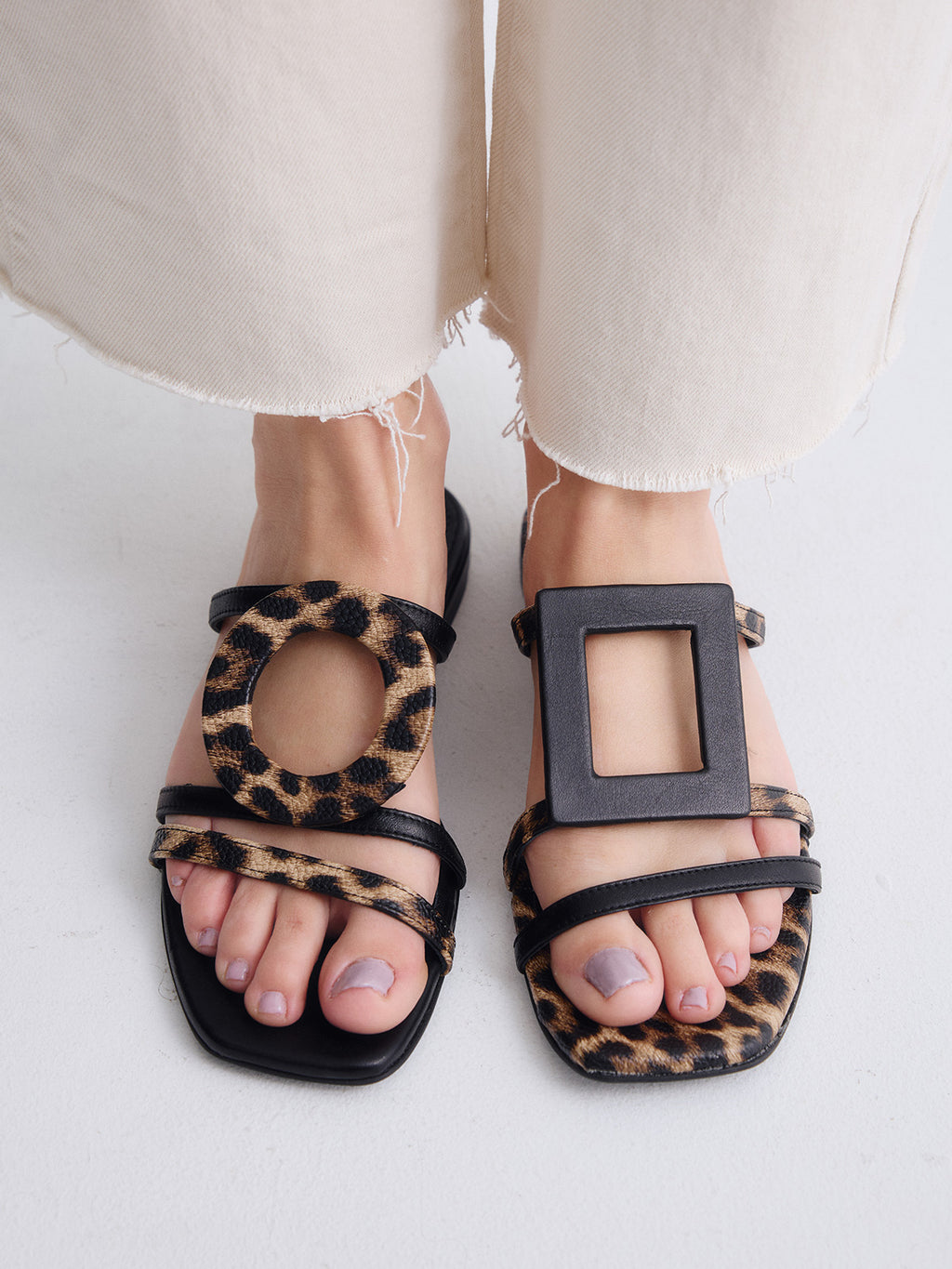 580 FEDRA LEATHER LEOPARD BLACK