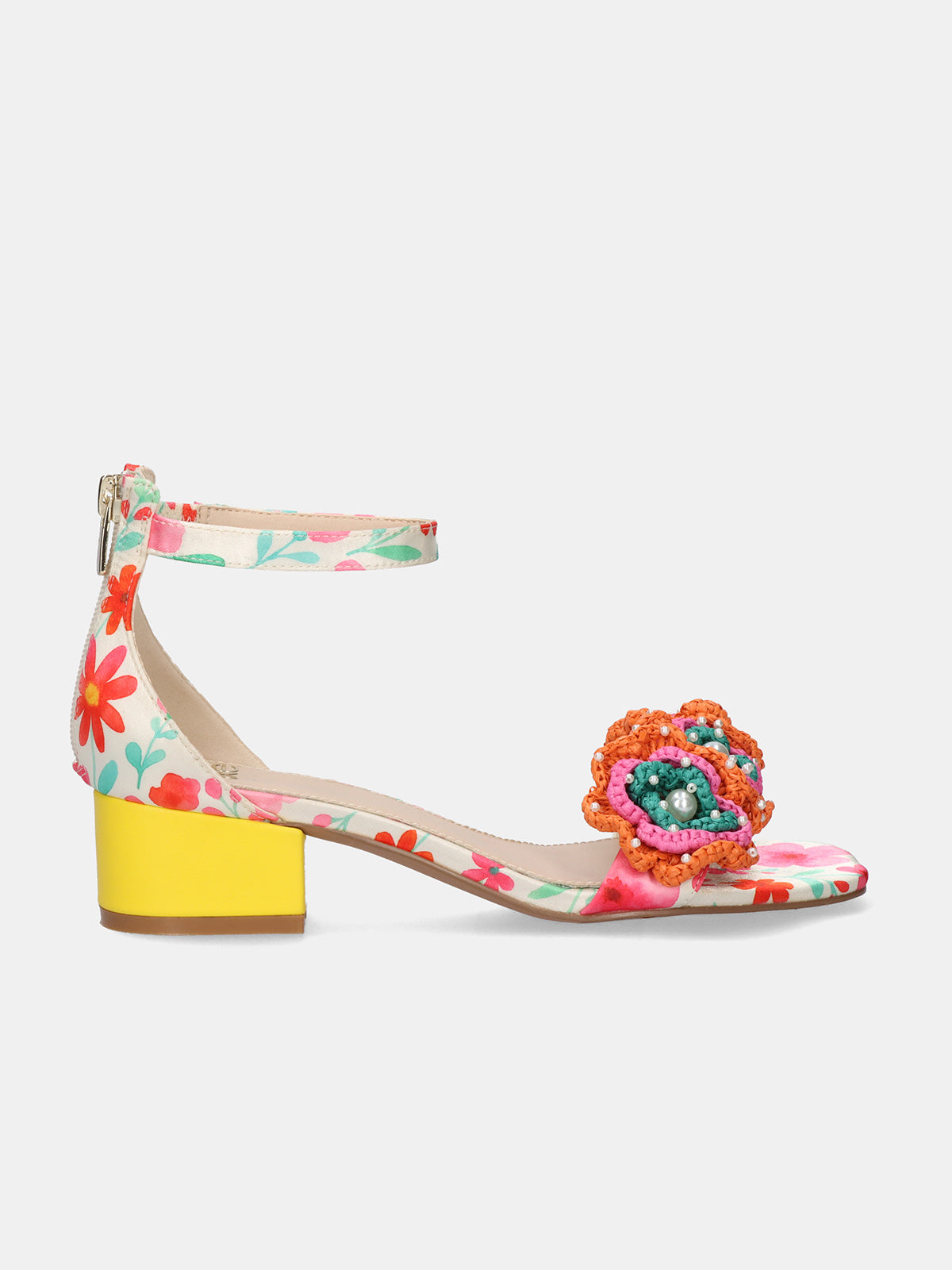 EXE SANDALIA TACON BAJO CAPRI-400 AMARILLO Y NARANJA – Exé Shoes