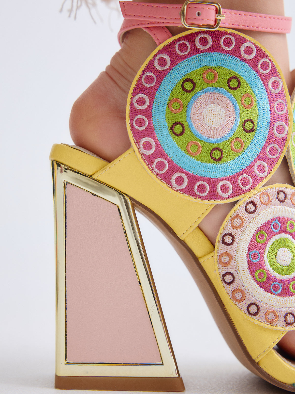 EXE SANDAL HEEL DOMINIC-580 YELLOW AND AQUA – Exé Shoes