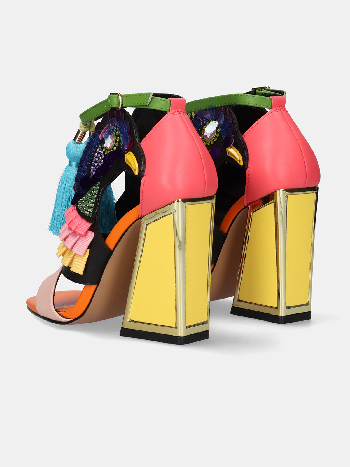 EXE SANDAL HEEL DOMINIC-596 YELLOW AND PINK – Exé Shoes