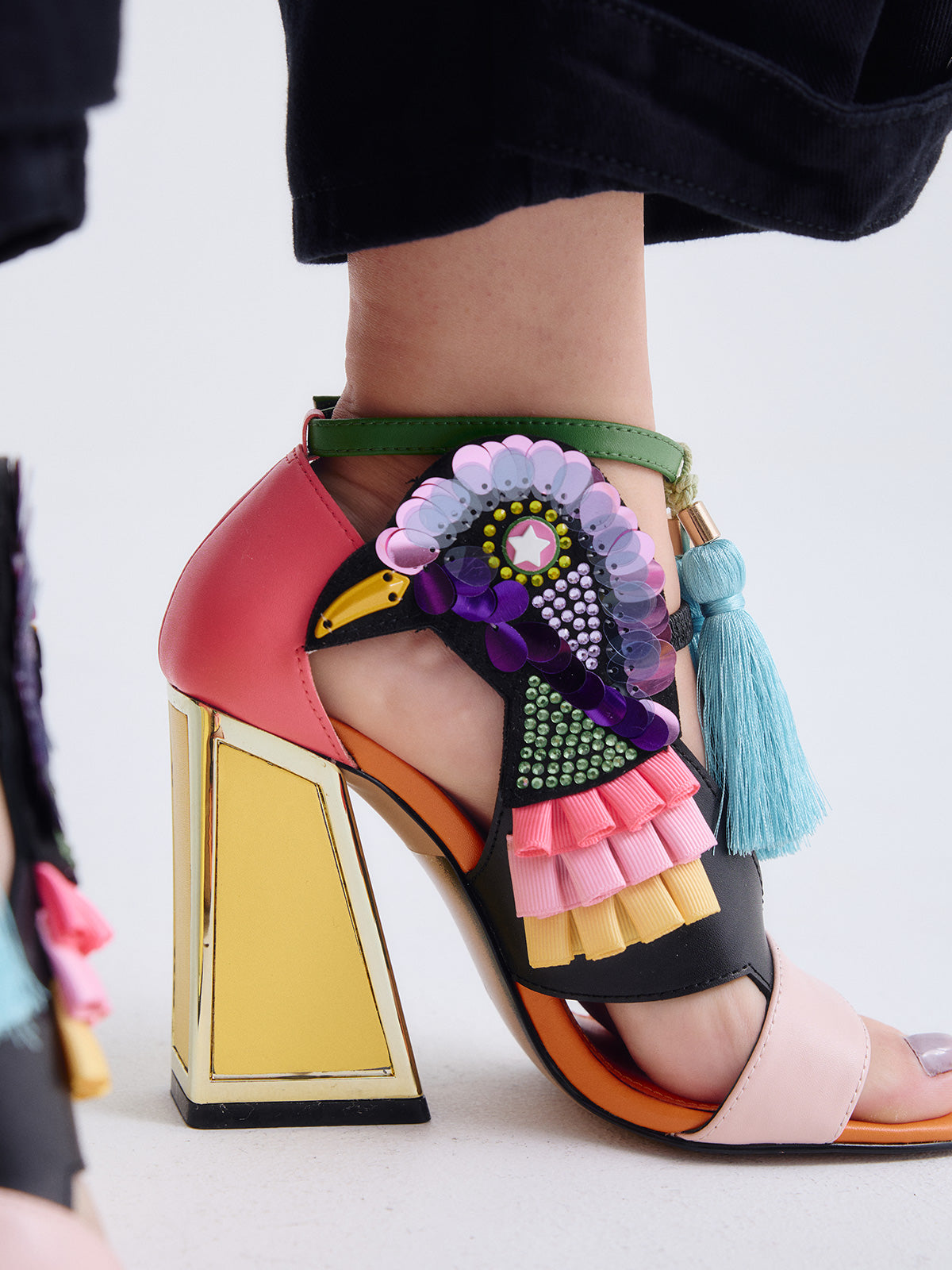 EXE SANDAL HEEL DOMINIC-596 YELLOW AND PINK – Exé Shoes