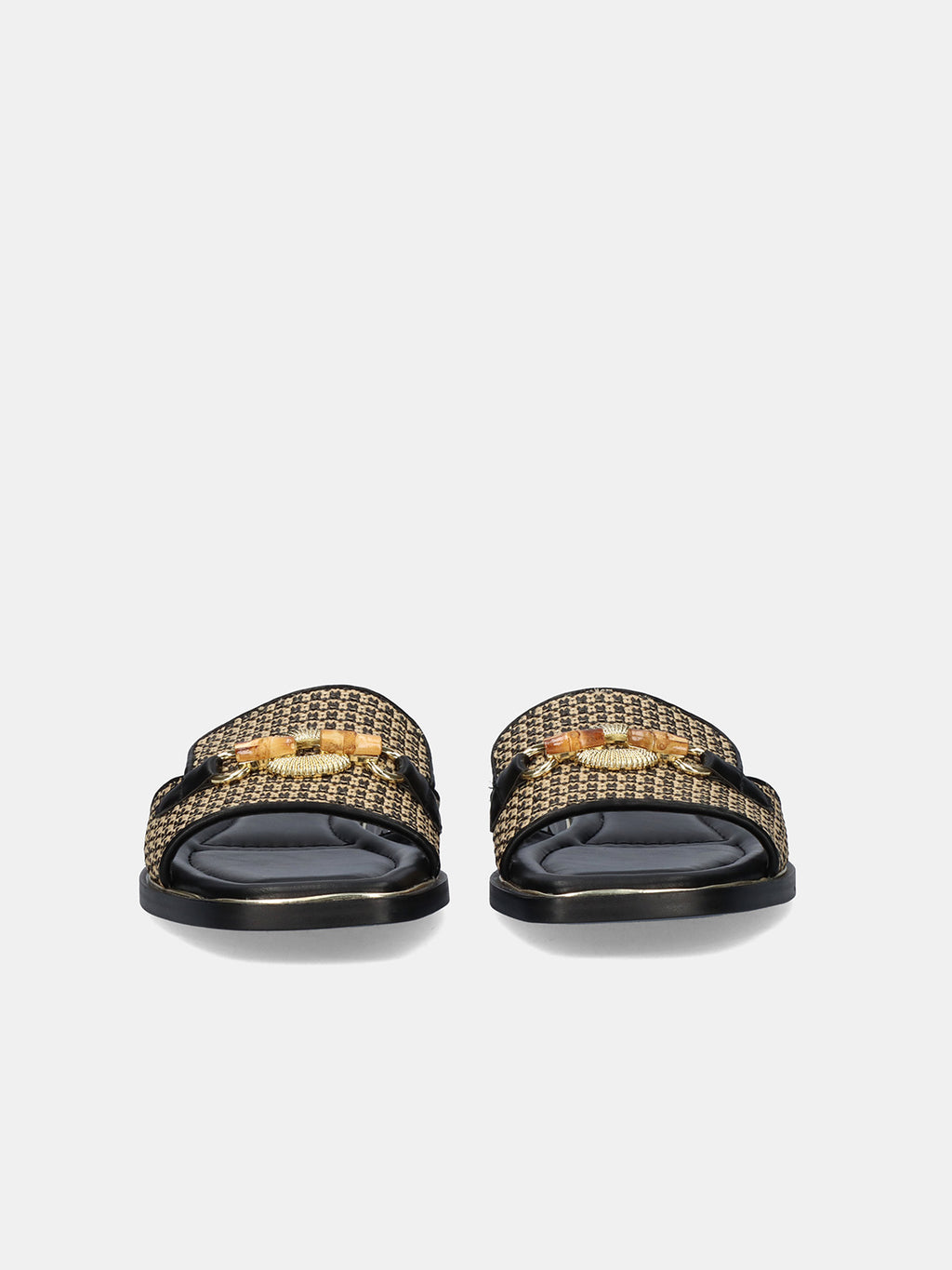 DORETA-419 RAFFIA BLACK BEIGE