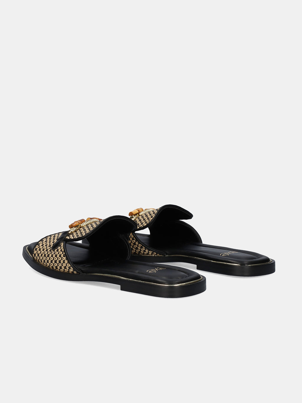 DORETA-419 RAFFIA BLACK BEIGE