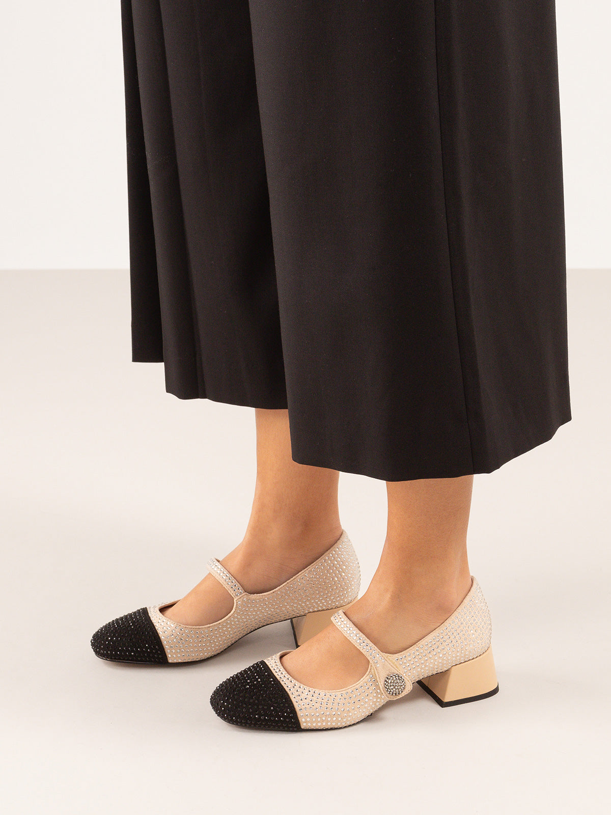 MINA-522 STRASS BEIGE BLACK