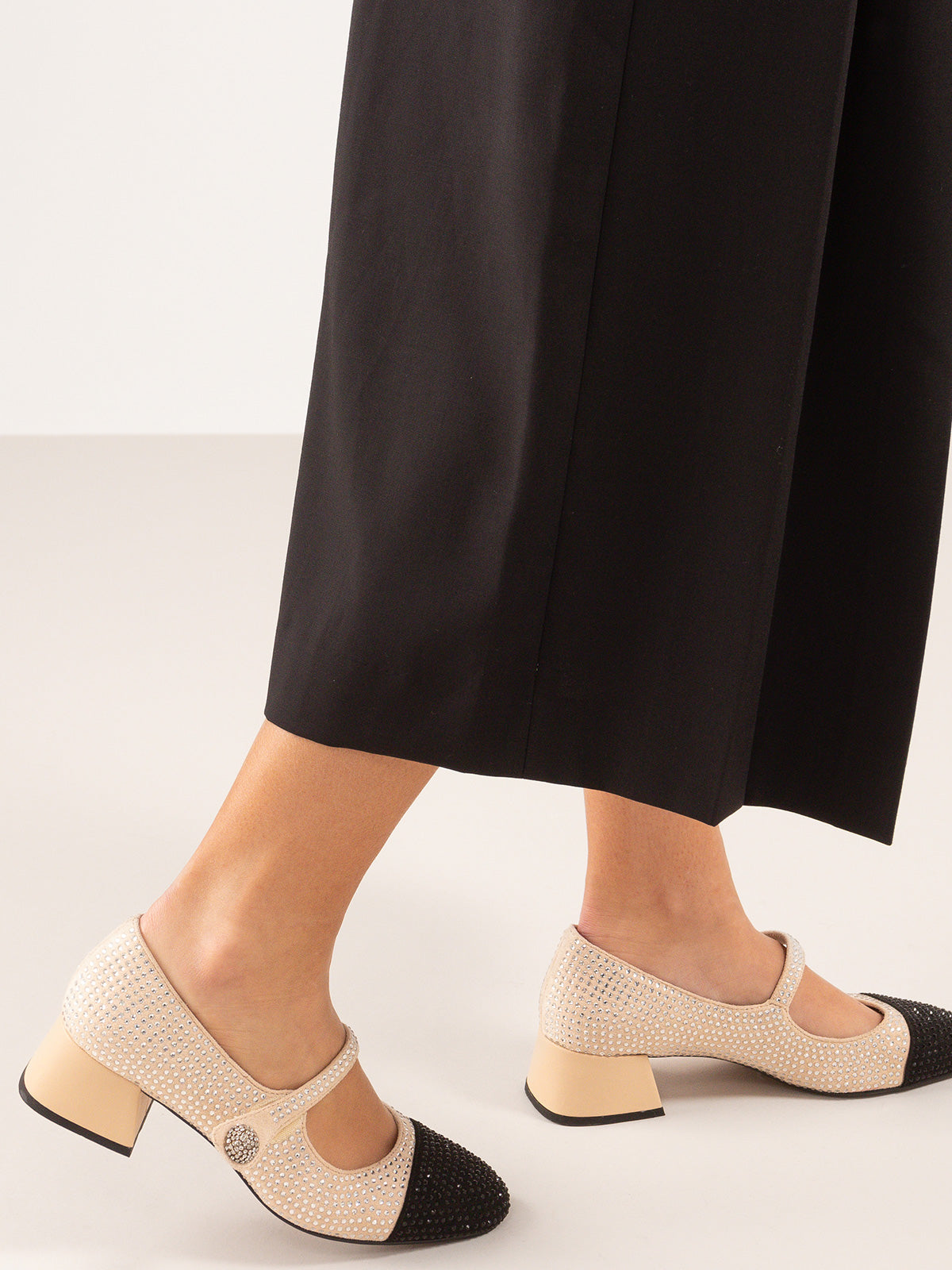 MINA-522 STRASS BEIGE BLACK