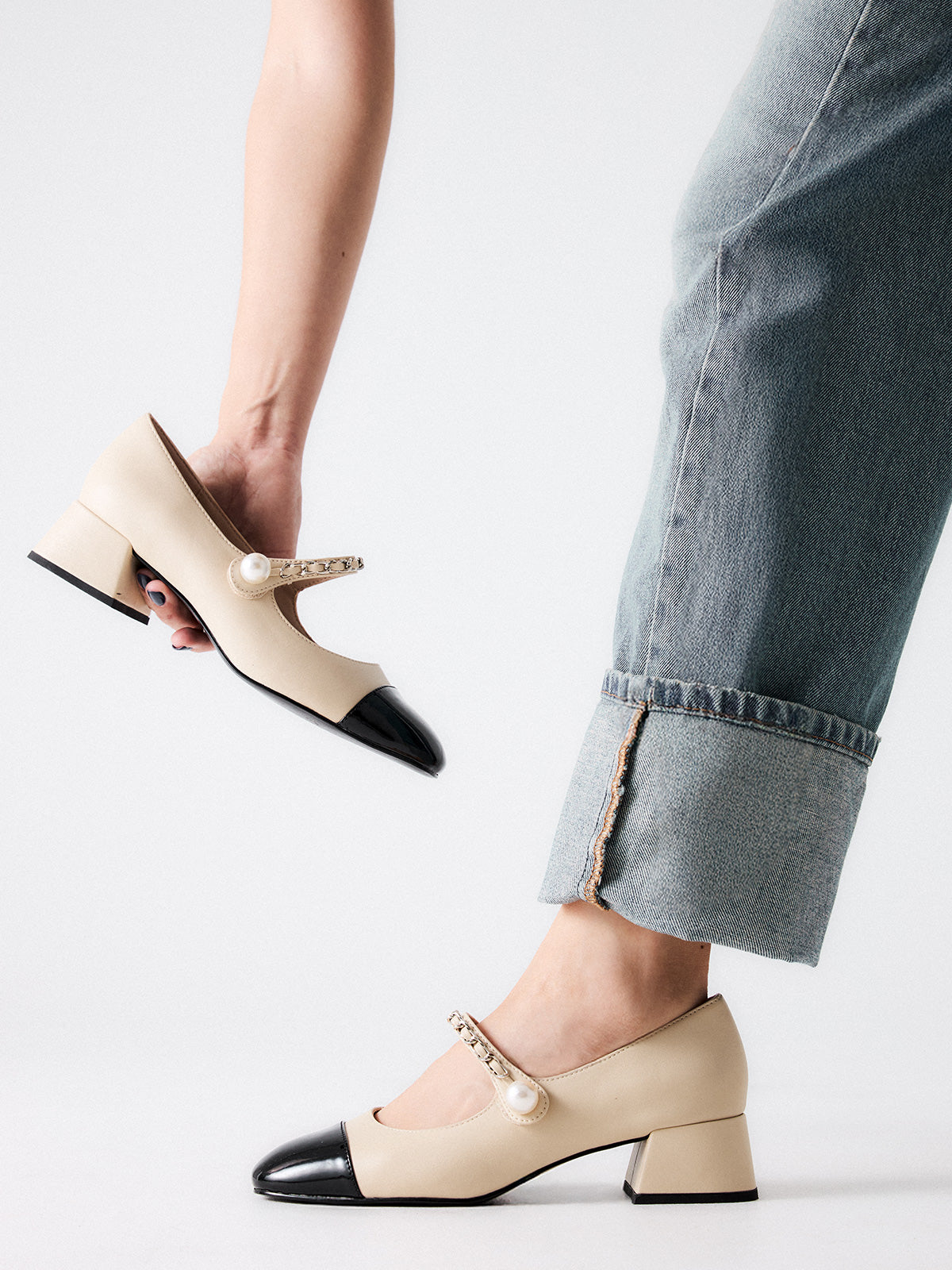 MINA-523 PU BEIGE BLACK