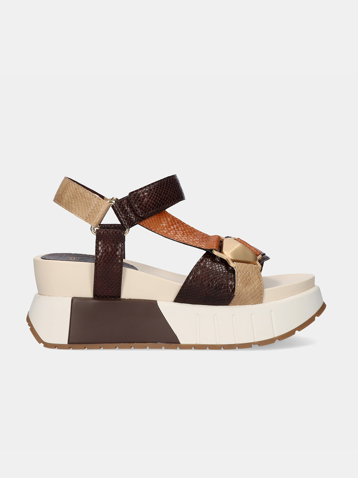 EXE OLIVIA-934 BROWN TAN SNAKE PLATFORM SANDAL – Exé Shoes