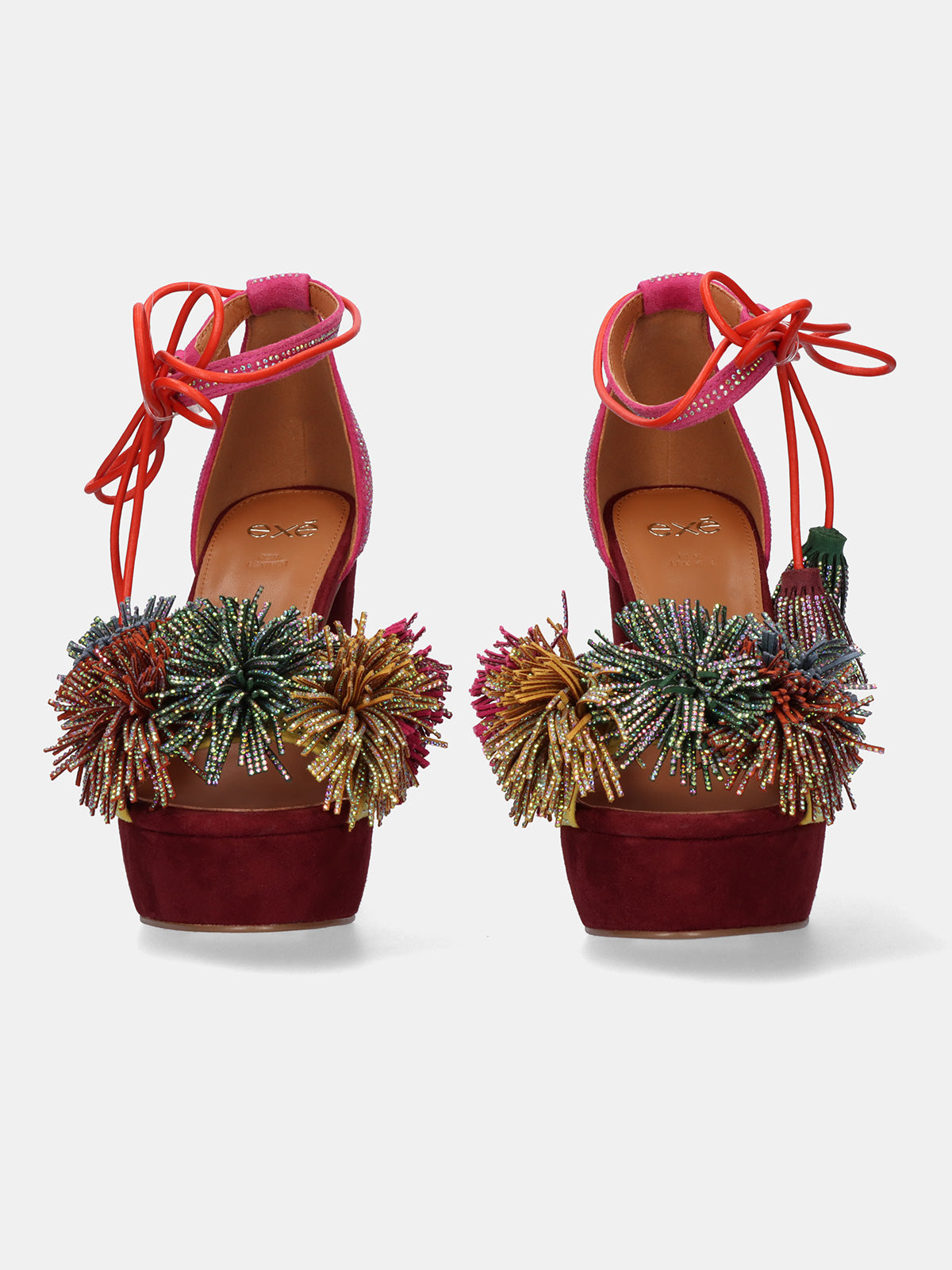 EXE SANDALIA TACÓN OPHELIA-925 FABRIC ROSA Y AMARILLO – Exé Shoes