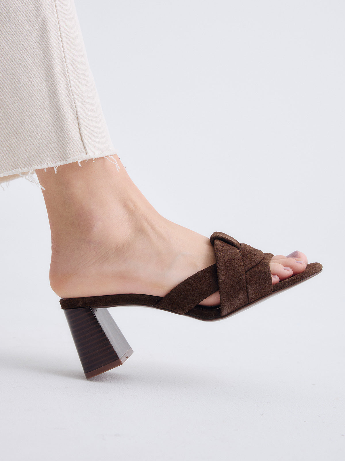 EXE HEEL SANDAL VENETO-576 SUEDE BROWN – Exé Shoes