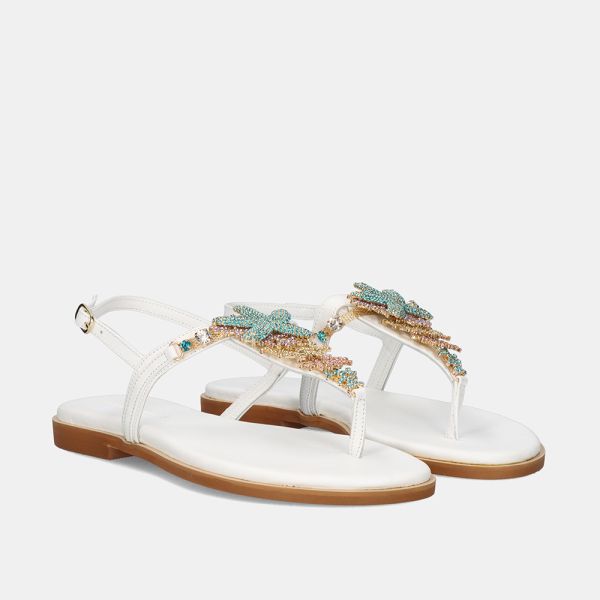 FLAT SANDAL 522 LORIS LEATHER WHITE