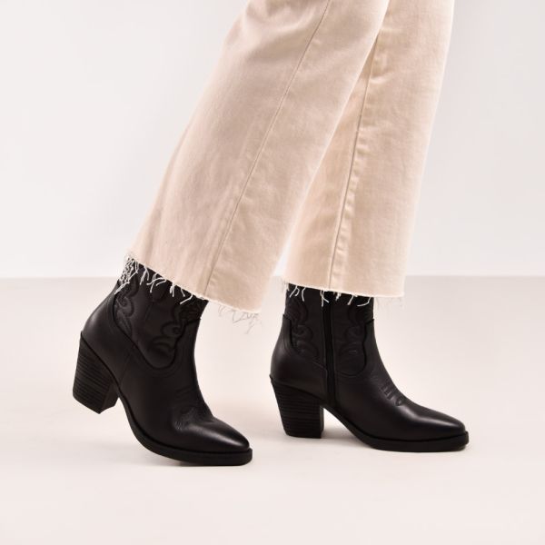 BOOTS COWBOY 2575-04T LEATHER BLACK