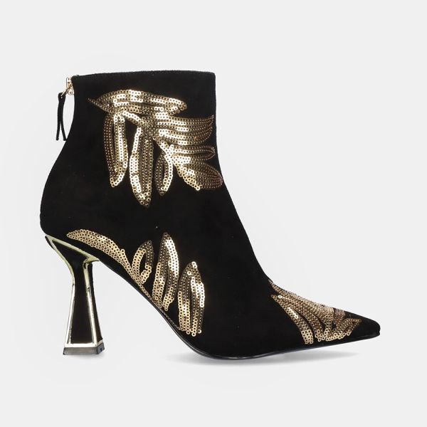 BOOTIE SQUARE HEEL BELINDA-527 BLACK GOLD