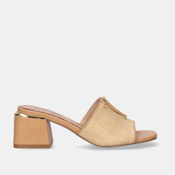 SANDALIA TACÓN ANCHO CARMEN-160 RAFFIA BEIGE