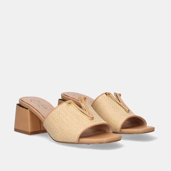 WIDE HEEL SANDAL CARMEN-160 RAFFIA BEIGE