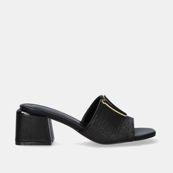 SANDALIA TACÓN ANCHO CARMEN-160 RAFFIA BLACK