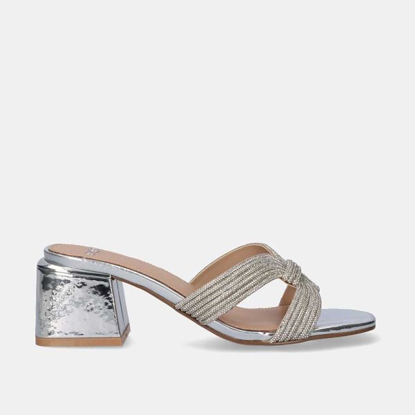 WIDE HEEL SANDAL CARMEN-286A STRASS SILVER