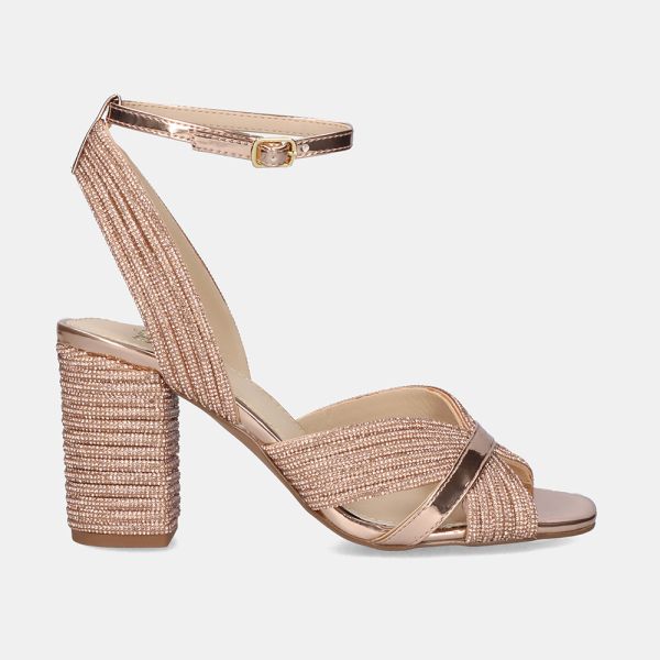 WIDE HEEL SANDAL CAROL-505 STRASS PINK GOLD