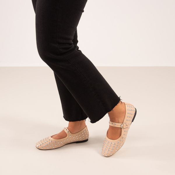 BALLERINAS WITH STUDS M14-03 BEIGE