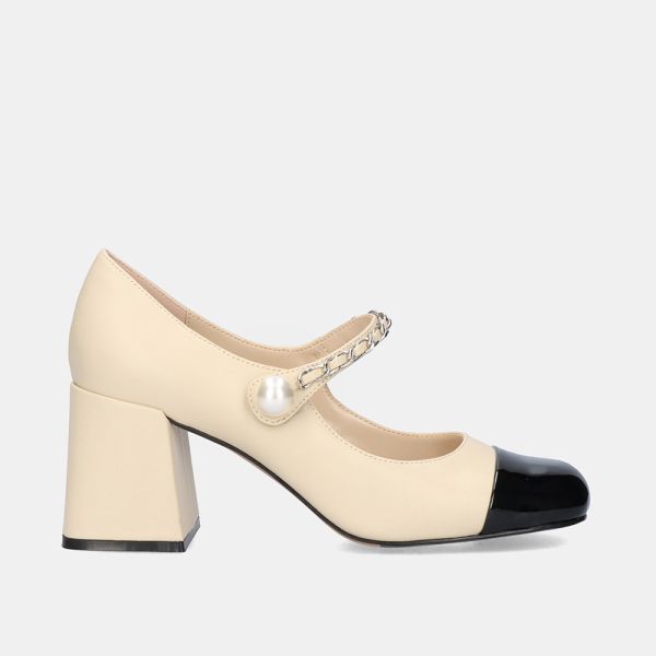 HEEL SHOE RIMINI-512 BEIGE BLACK