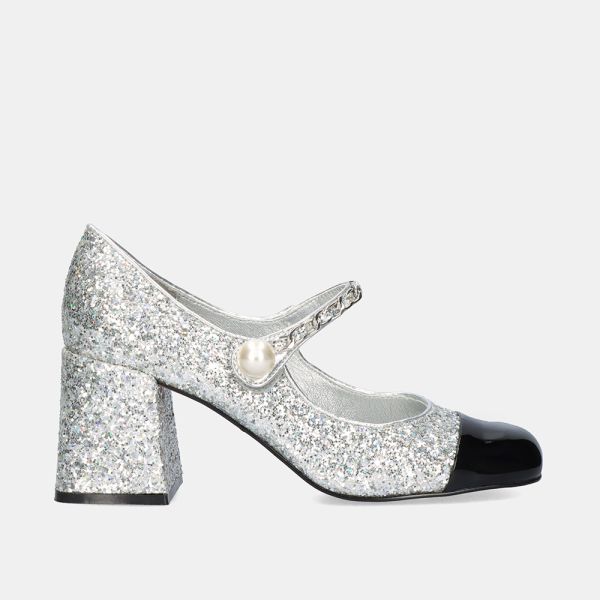 HEEL SHOE RIMINI-512 GLITTER SILVER