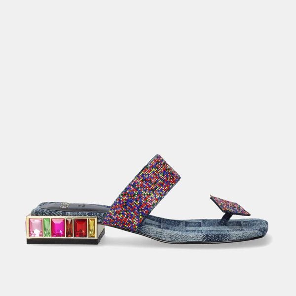 FLAT SANDAL SUMMER-272 STRASS DENIM